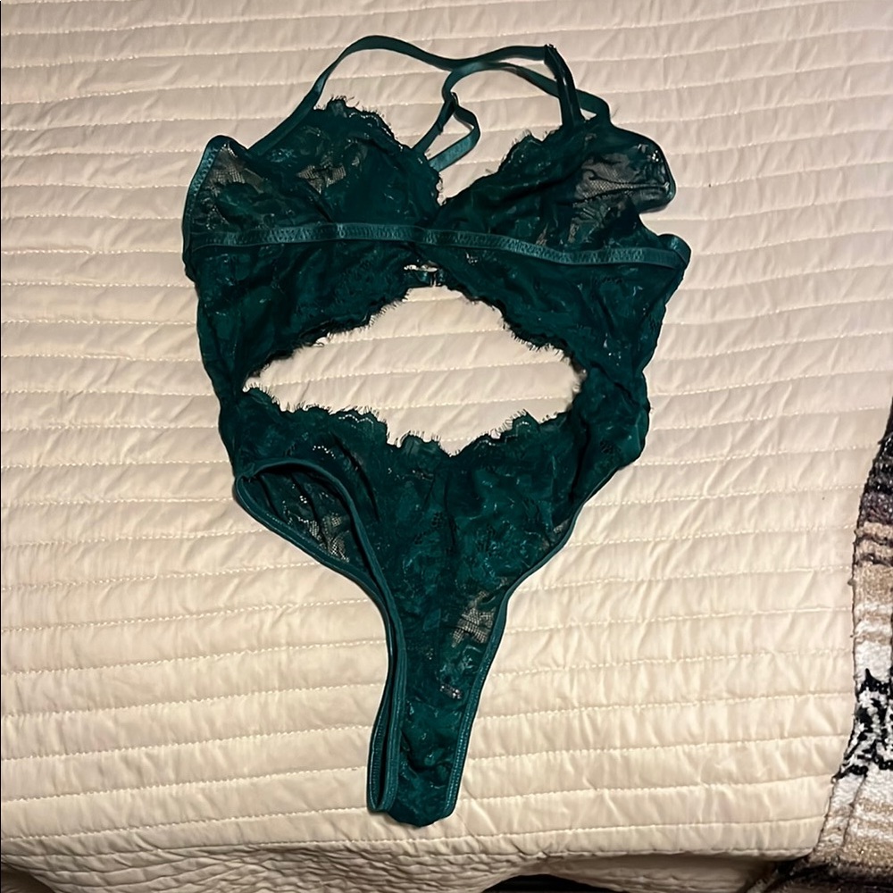Elegant Lace Teal Bodysuit